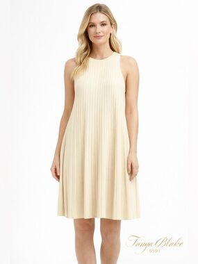 English Factory Cream Pleated Sleeveless Mini Dress